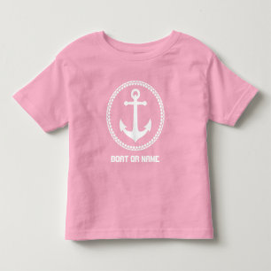 T-shirt Pour Les Tous Petits Nom ou nom du bateau Ancre marine marine rose blan