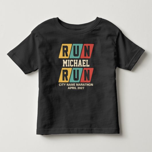 T-shirt Pour Les Tous Petits Nom personnalisé de marathon rétro pour supporter (Devant)