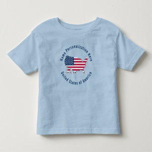 T-shirt Pour Les Tous Petits Nom personnalisé États-Unis d'Amérique Drapeau Car