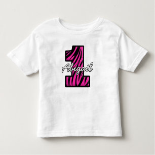 T-shirt Pour Les Tous Petits Nom personnalisé Pink Black Zebra Un an