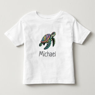 T-shirt Pour Les Tous Petits Nom personnalisé Tortue de mer Océan Nautique 