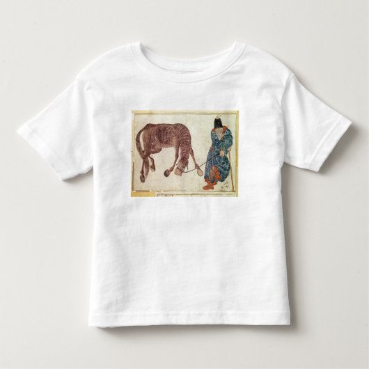 T-shirt Pour Les Tous Petits Nomade mongol prenant son cheval à l'eau (Devant)