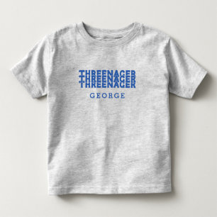 T-shirt Pour Les Tous Petits Nommage Rétro Threenager Texte Bleu