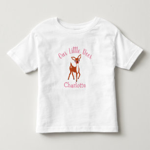 T-shirt Pour Les Tous Petits Notre petit bébé personnalisé rose mignon cerf