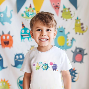 T-shirt Pour Les Tous Petits Notre petit monstre Trois monstres colorés