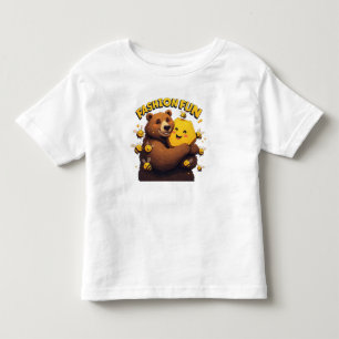 T-shirt Pour Les Tous Petits Nounours mignon qui enlace un rayon de miel jaune