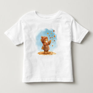 T-shirt Pour Les Tous Petits Nounours Ours en Peluche Attrapant des Feuilles d'