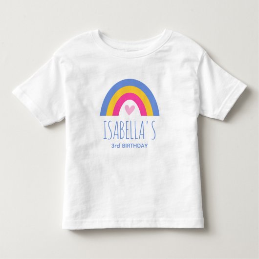 T-shirt Pour Les Tous Petits Nouvel Anniversaire Arc-en-ciel Nom personnalisé J (Devant)