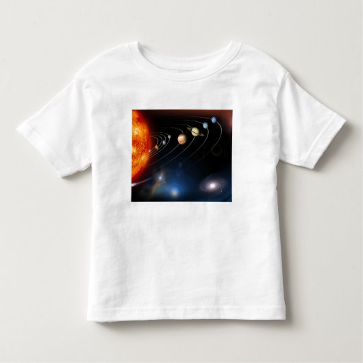 T-shirt Pour Les Tous Petits numériquement image générée de notre système solai (Devant)