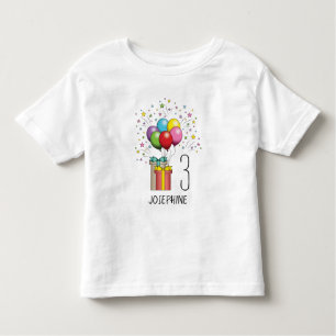 T-shirt Pour Les Tous Petits Numéro D'Âge D'Anniversaire Personnalisé, Balloons