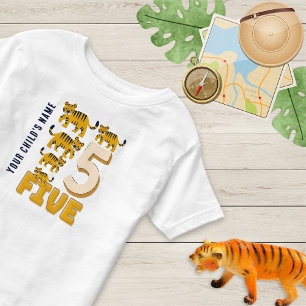 T-shirt Pour Les Tous Petits Numéro de tigre Cinq mignons Personnalisé