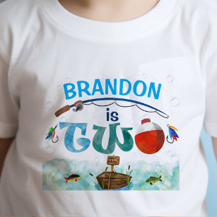 T-shirt Pour Les Tous Petits O-fish-ally pêche petit pêcheur 2e anniversaire