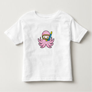 T-shirt Pour Les Tous Petits Octopus à la plongée avec tuba et lunettes de nata