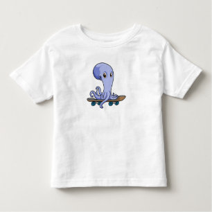 T-shirt Pour Les Tous Petits Octopus comme patineur avec skateboard