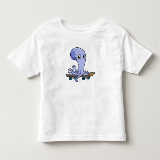 T-shirt Pour Les Tous Petits Octopus comme patineur avec skateboard (Devant)