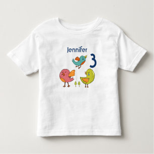 T-shirt Pour Les Tous Petits Oiseaux lunaires colorés et mignons Trio Anniversa