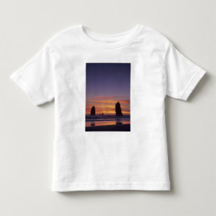 T-shirt Pour Les Tous Petits OR, côte de l'Oregon, Cannon Beach, piles de mer à