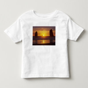 T-shirt Pour Les Tous Petits OR, côte de l'Oregon, Cannon Beach, piles de mer à