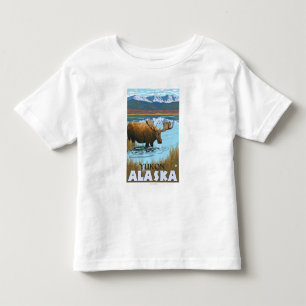 T-shirt Pour Les Tous Petits Orignaux buvant au lac - le Yukon, Alaska