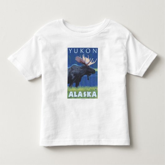 T-shirt Pour Les Tous Petits Orignaux la nuit - le Yukon, Alaska (Devant)