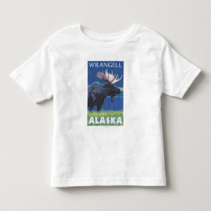 T-shirt Pour Les Tous Petits Orignaux la nuit - Wrangell, Alaska