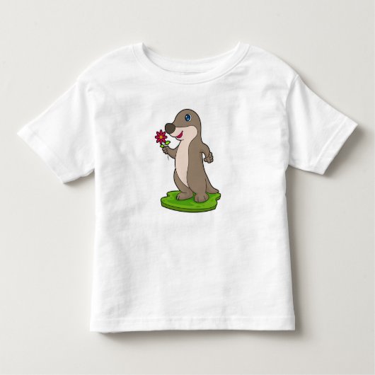 T-shirt Pour Les Tous Petits Otter à fleurs (Devant)