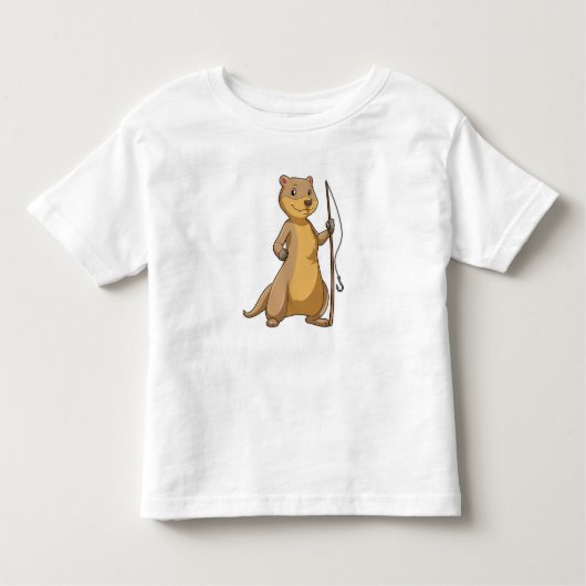 T-shirt Pour Les Tous Petits Otter comme Fisher avec canne à pêche (Devant)