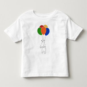 T-shirt Pour Les Tous Petits Ours blanc volant avec des ballons d'anniversaire