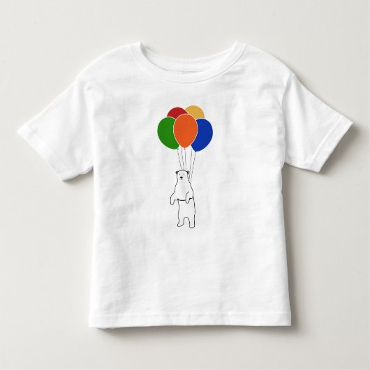 T-shirt Pour Les Tous Petits Ours blanc volant avec des ballons d'anniversaire (Devant)