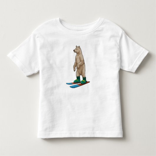 T-shirt Pour Les Tous Petits Ours comme skieur avec ski (Devant)
