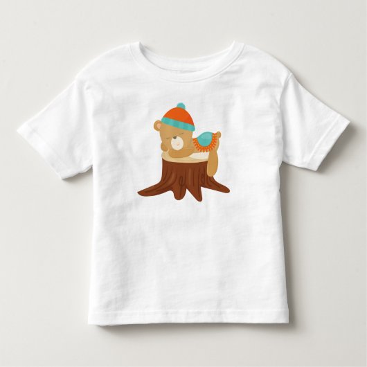 T-shirt Pour Les Tous Petits Ours d'automne, Ours couché, Ours mignon, Pompe d' (Devant)