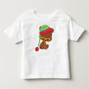 T-shirt Pour Les Tous Petits Ours D'Hiver, Ours Hipster, Ours Avec Lunettes, Ca