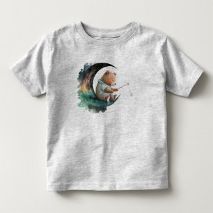 T-shirt Pour Les Tous Petits Ours en peluche mignon sur la Lune, Ours en carica
