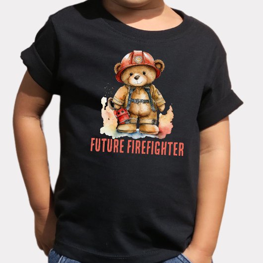 T-shirt Pour Les Tous Petits Ours en peluche pompier à l'aquarelle Future Firef