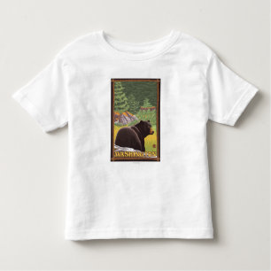 T-shirt Pour Les Tous Petits Ours noir dans la forêt - Washington