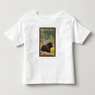 T-shirt Pour Les Tous Petits Ours noir dans la forêt - Wrangell, Alaska