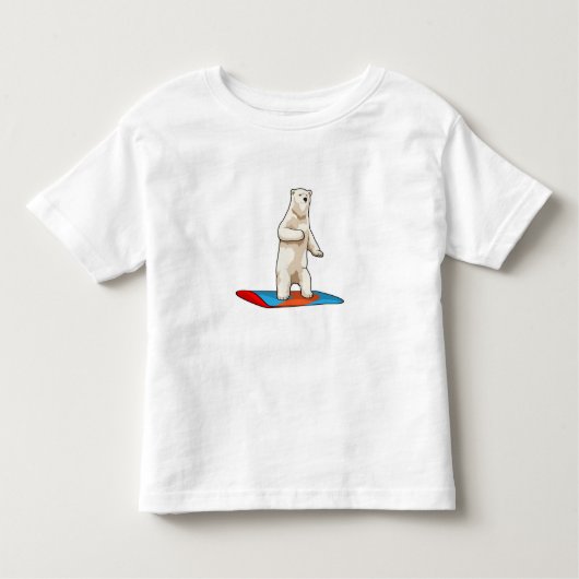 T-shirt Pour Les Tous Petits Ours polaire en Snowboardeur avec Snowboard (Devant)