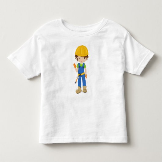 T-shirt Pour Les Tous Petits Ouvrier du bâtiment, Cheveux bruns, Beau garçon, M (Devant)