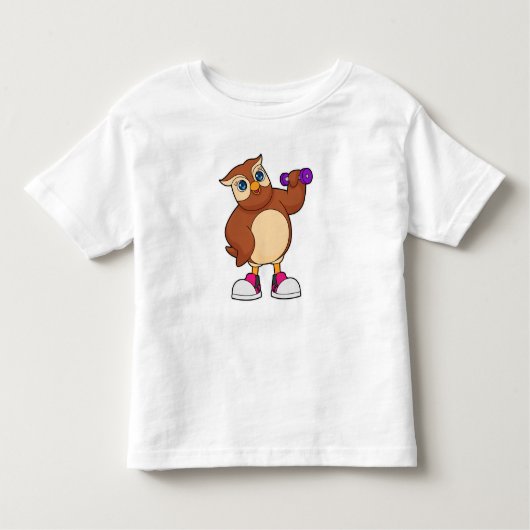 T-shirt Pour Les Tous Petits Owl Fitness Dumbbell (Devant)