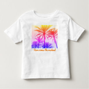 T-shirt Pour Les Tous Petits palmier tropical dans l'ambiance estivale rétro né