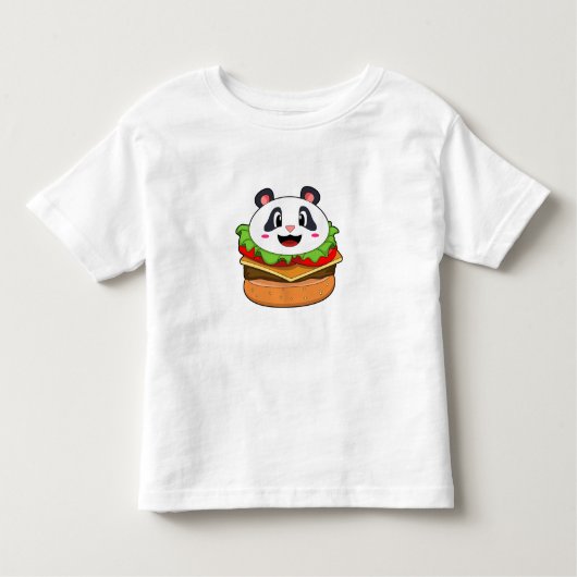 T-shirt Pour Les Tous Petits Panda avec hamburger (Devant)