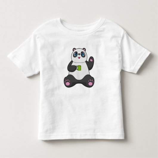 T-shirt Pour Les Tous Petits Panda avec tasse de café (Devant)