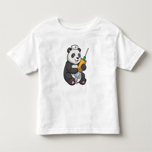 T-shirt Pour Les Tous Petits Panda comme infirmière avec seringue (Devant)