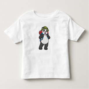 T-shirt Pour Les Tous Petits Panda comme randonneur avec sac à dos