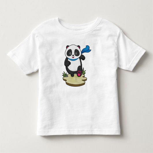 T-shirt Pour Les Tous Petits Panda coureur avec Écarf (Devant)
