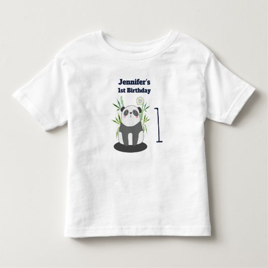 T-shirt Pour Les Tous Petits Panda noir et blanc mignon en Bambou Anniversaire (Devant)