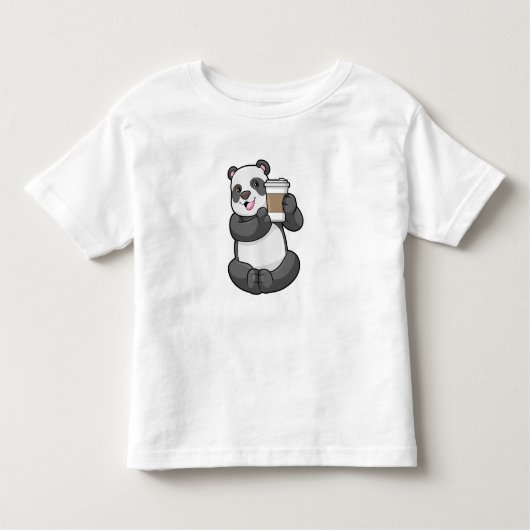 T-shirt Pour Les Tous Petits Panda with Coffee to go (Devant)