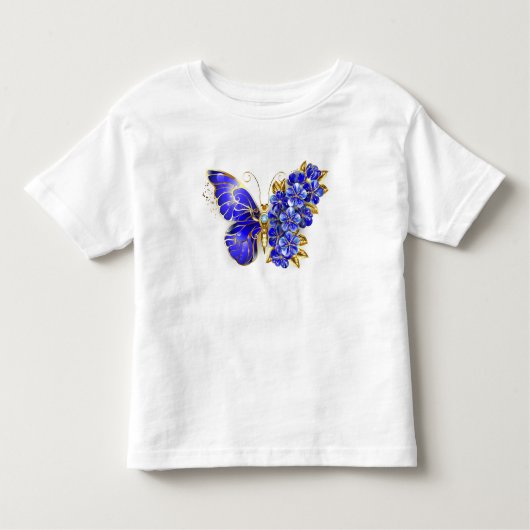 T-shirt Pour Les Tous Petits Papillon saphir à fleurs (Devant)