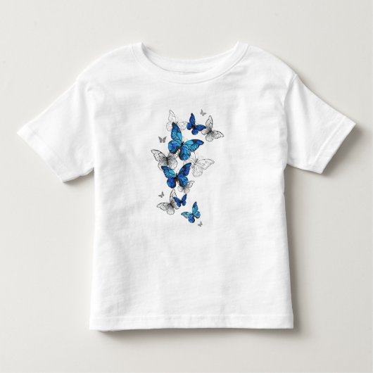 T-shirt Pour Les Tous Petits Papillons volants bleus Morpho (Devant)