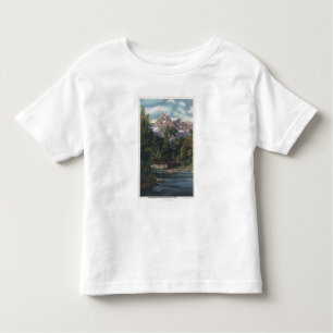 T-shirt Pour Les Tous Petits Parc national de Teton, WY - vue jumelle de crêtes